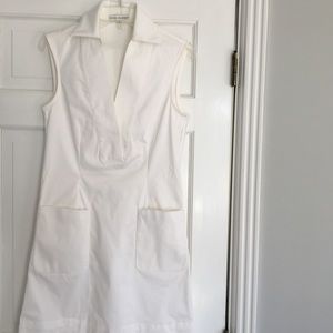 White Cotton Blend Resort Wear Dress